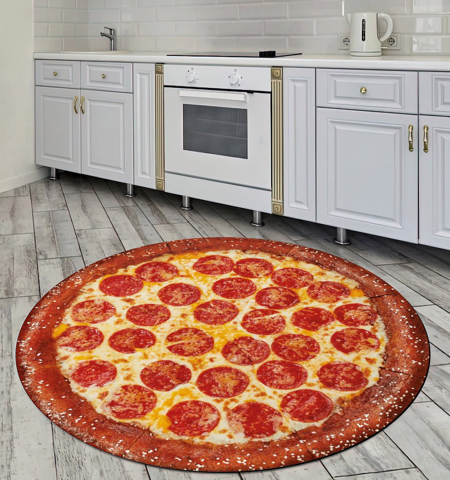 3D Pizza Rug, Kitchen Decor, Dining Room Round Mat, Real Looking Pizza Carpet