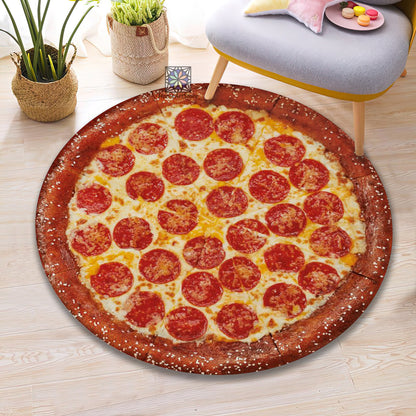 3D Pizza Rug, Kitchen Round Area Mat, Dining Room Carpet, Pizza Shaped Decor, Food Themed Rug