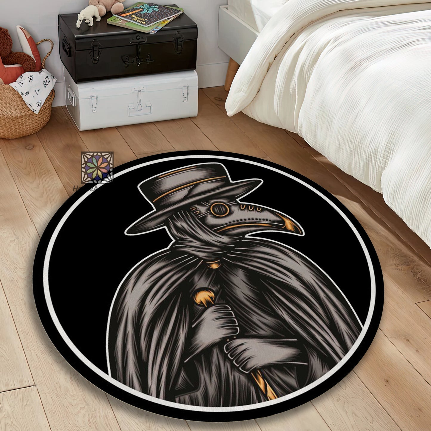 Plague Doctor Rug, Scary Carpet, Horror Decor, Gothic Room Mat, Masked Plague Doctor Themed Rug