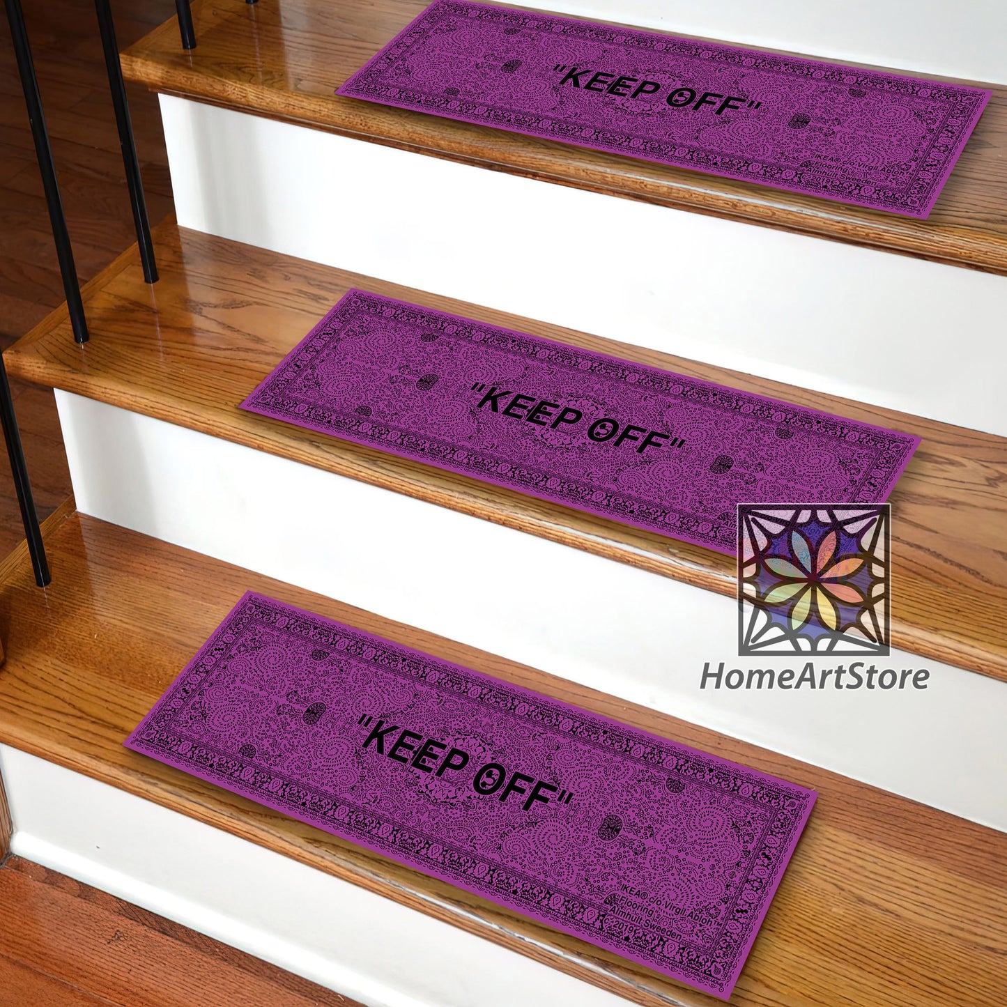 Purple Keep Off Stair Rugs, Keepoff Themed Stair Carpet, Hypebeast Decor, Sneaker Stair Step Mats Street Fashion
