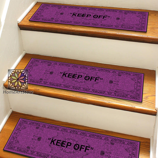 Purple Keep Off Stair Rugs, Keepoff Themed Stair Carpet, Hypebeast Decor, Sneaker Stair Step Mats Street Fashion