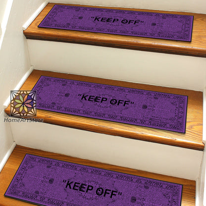 Keep Off Stair Step Rugs, Purple and Black Keepoff Stair Mats, Hypebeast Decor, Sneaker Stair Rugs, Street Fashion