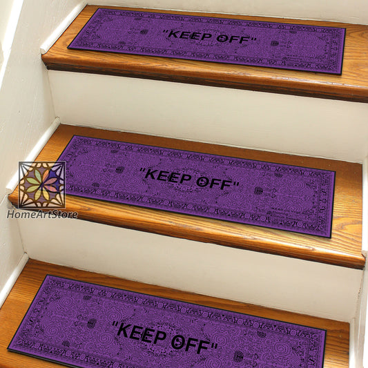 Keep Off Stair Step Rugs, Purple and Black Keepoff Stair Mats, Hypebeast Decor, Sneaker Stair Rugs, Street Fashion