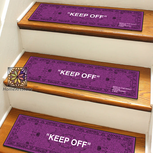 Keep Off Stair Rugs, Hypebeast Stair Step Mats, Purple and White Keepoff Carpet, Sneaker Decor, Street Fashion
