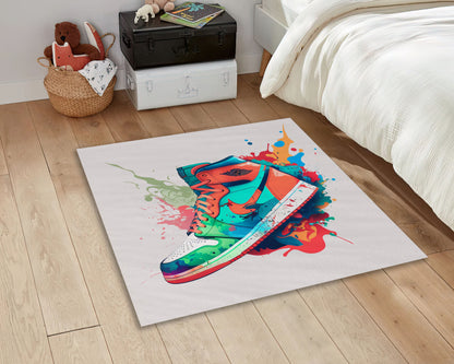 Colorful Graffiti Sneaker Rug, Air Jordan Mat, Sneakerhead Decor, Street Fashion Mat, Sneaker Room Rug, Jordan Lover Gift