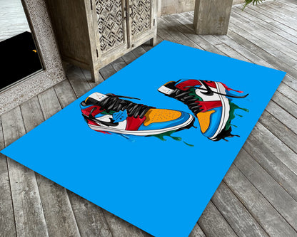 Melting Jordan Rug, Blue Air Jordan carpet, Sneaker Room Mat, Hypebeast Decor