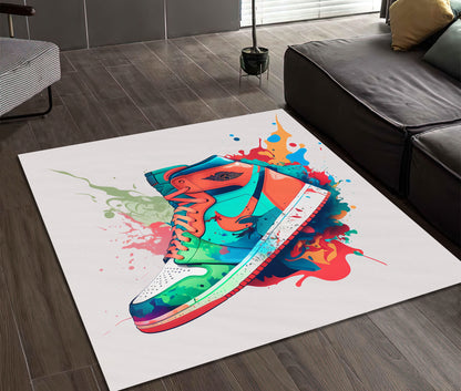 Colorful Graffiti Sneaker Rug, Air Jordan Mat, Sneakerhead Decor, Street Fashion Mat, Sneaker Room Rug, Jordan Lover Gift