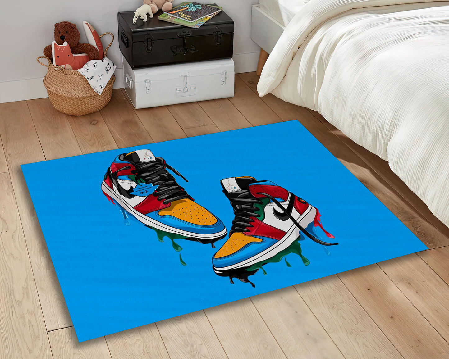 Melting Jordan Rug, Blue Air Jordan carpet, Sneaker Room Mat, Hypebeast Decor