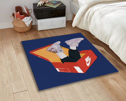 Sneaker Box Rug, Nike Carpet, Jump man Symbol Rug, Sneaker Room Mat, Street Fashion Decor, Playroom Mat