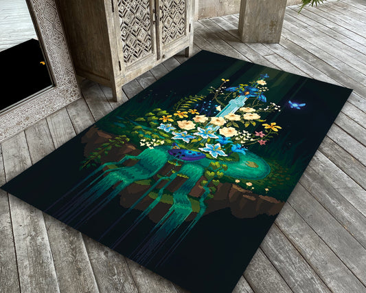 Zelda Art Rug, Game Room Mat, Gaming Decor, Zelda Gamer Carpet, Zelda Gift