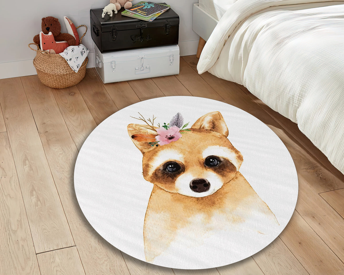 Raccoon Rug, Animal Baby Carpet, Kids Room Decor, Toddler Mat, Baby Gift