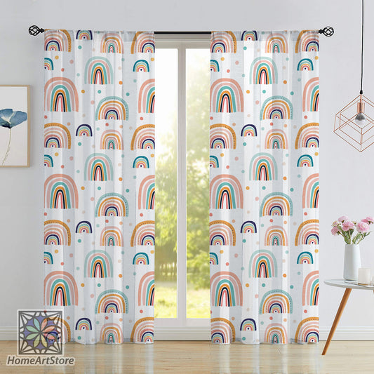 Rainbow Pattern Curtain, Children Room Curtain, Colorful Summer Decor, Nursery Curtain, Baby Shower Gift