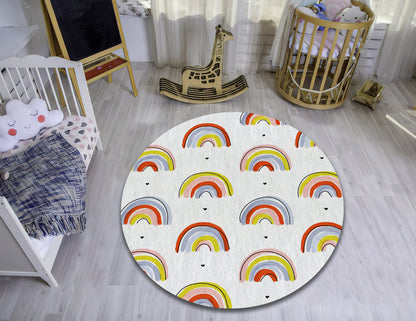 Rainbow Themed Kids Rug, Children Room Carpet, Toddler Mat, Nursery Decor, Baby Gift