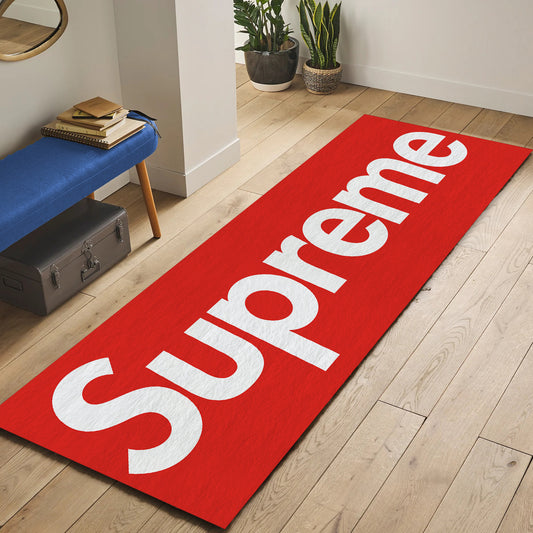 Red Supreme Rug, Sneaker Room Runner Mat, Street Fashion Carpet, Trendy Rug, Hypebeast Decor