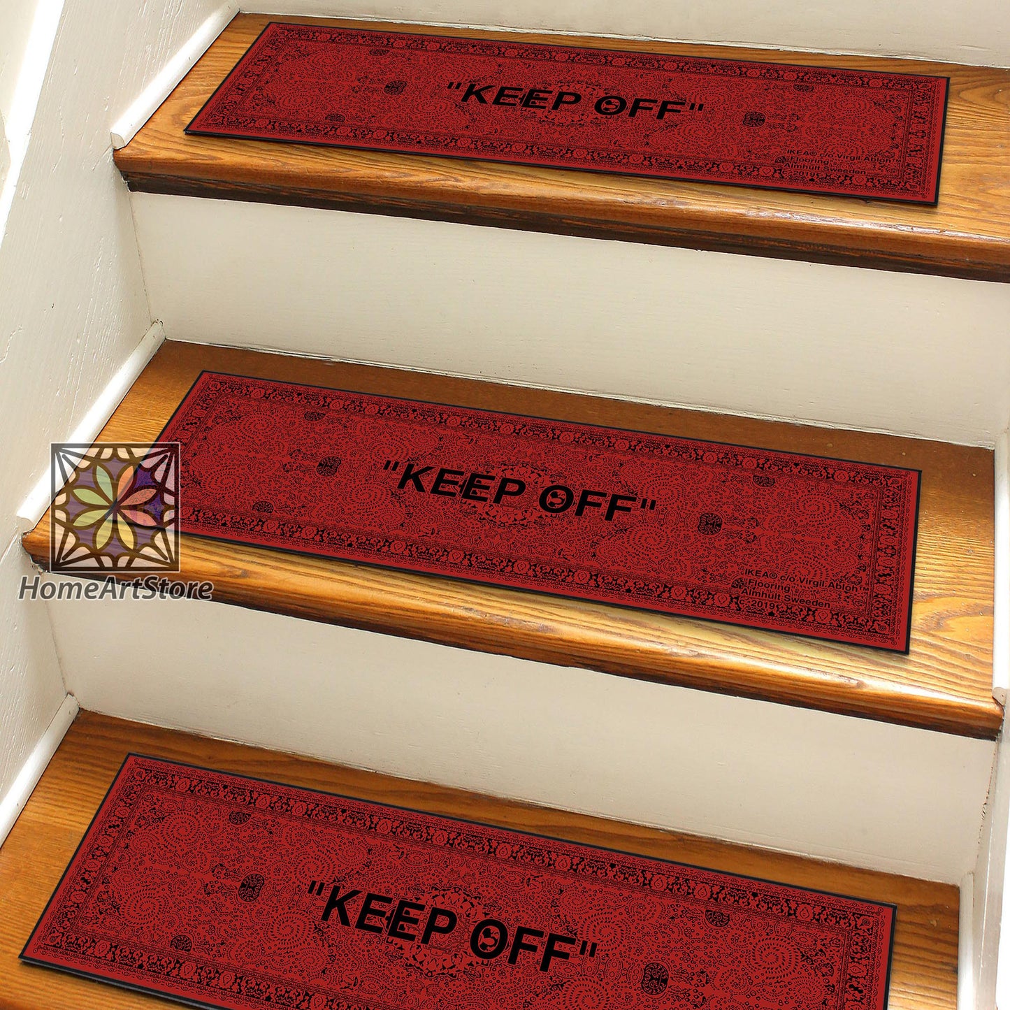 Keep Off Stair Step Rugs, Keepoff Stair Step Mats, Keep Off Themed Carpet, Hypebeast Stair Mats, Street Fashion