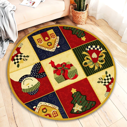 Vintage Christmas Rug, Nostalgic Christmas Carpet, Xmas Round Mat, New Year Decorations, Christmas Gift