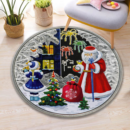 Santa Claus Rug, Christmas Tree Carpet, Xmas Decor, Merry Christmas Carpet, Christmas Gift