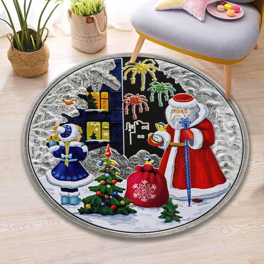 Santa Claus Rug, Christmas Tree Carpet, Xmas Decor, Merry Christmas Carpet, Christmas Gift