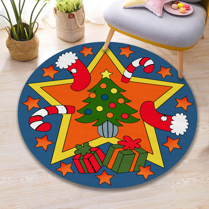 Christmas Round Rug, Xmas Decor, Merry Christmas Carpet, New Year Mat, Christmas Gift