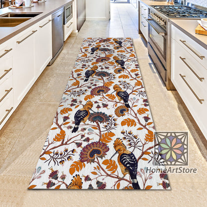 Jacobean Pattern Runner Rug, Floral Runner mat, Hallway Runner Carpet, Kitchen Runner Rug, Flower Home Decor