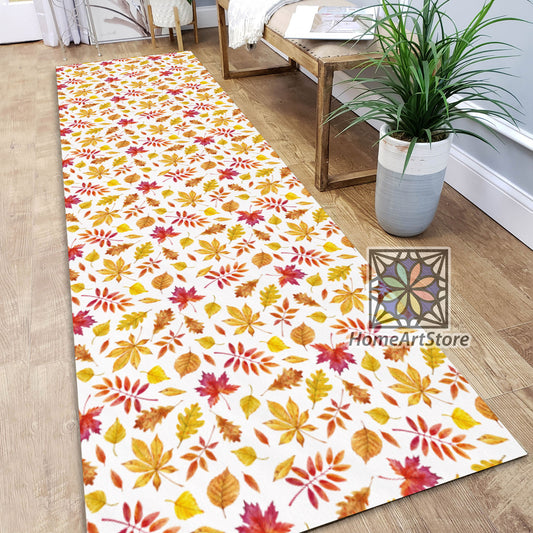 Autumn Leaves Pattern Runner Rug, Decorative Hallway Runner Mat, Kitchen Runner Carpet, Nature Decor