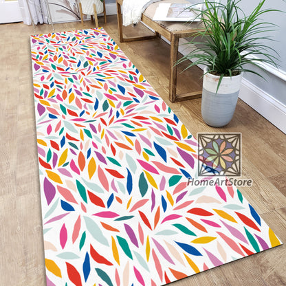 Leaf Pattern Rug, Modern Line Art Rug, Corridor Runner Rug, Trendy Kitchen Decor, Boho Carpet