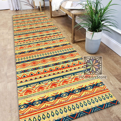 Tribal Themed Runner Rug, Kitchen Ethnic Runner Rug, Hallway Runner Carpet, Aztec Decor, Bohemian Carpet