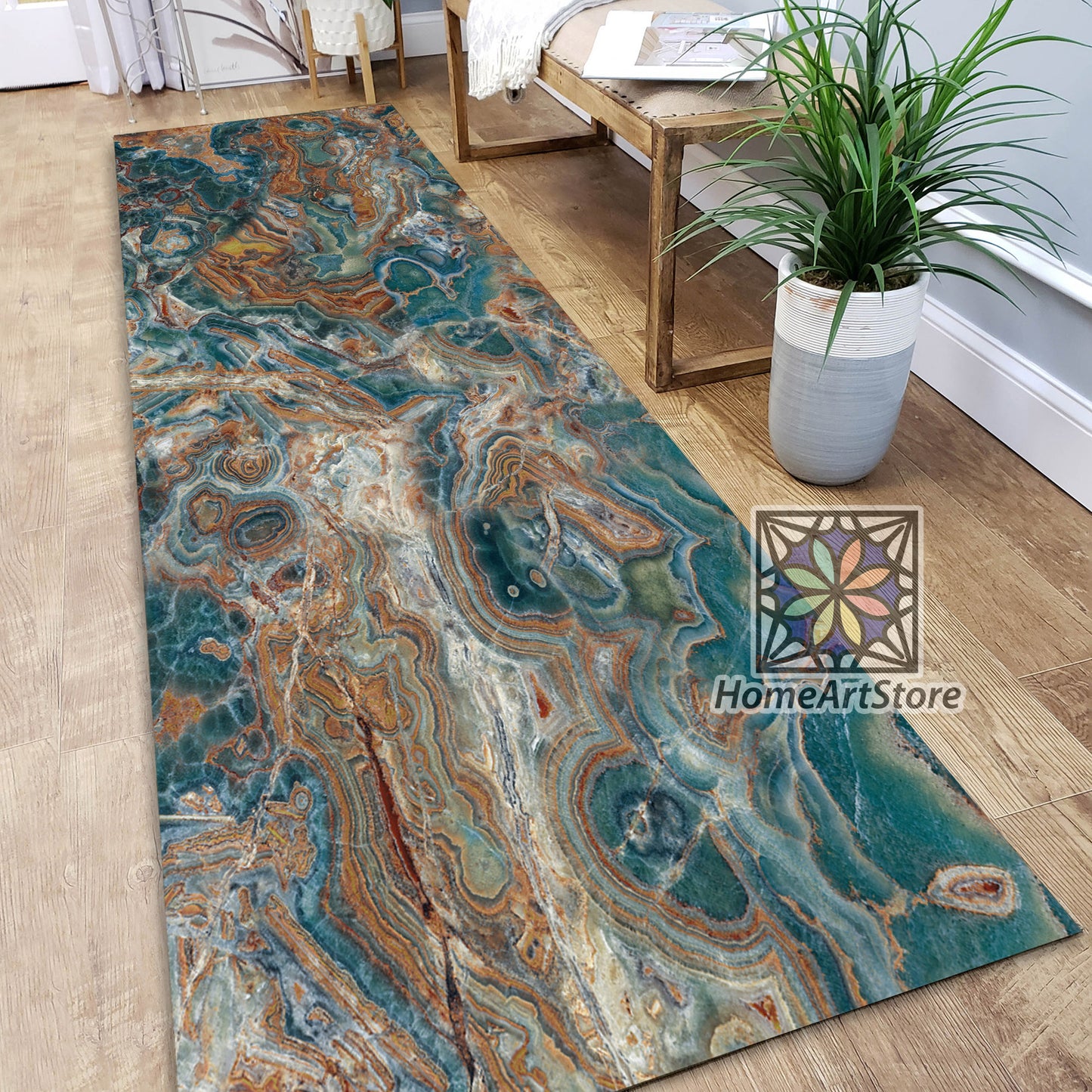 Marble Stone Pattern Runner Rug, Ceramic Tile Rug, Decorative Kitchen Carpet, Marble Decor, Mosaic Mat