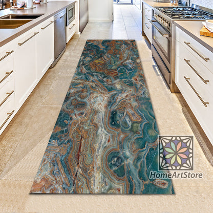 Marble Stone Pattern Runner Rug, Ceramic Tile Rug, Decorative Kitchen Carpet, Marble Decor, Mosaic Mat