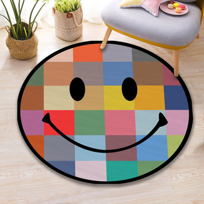 Colorful Emoji Rug, Smiley Face Carpet, Teenage Room Decor, Emoji Round Mat
