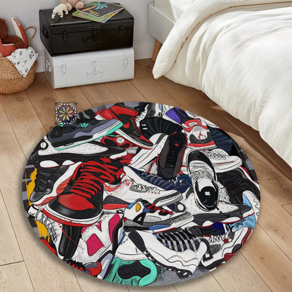 Air Jordan 1 Rug, Sneaker Room Decor, Sneakerhead Round Mat, Nike Carpet, Basketball Lover Rug