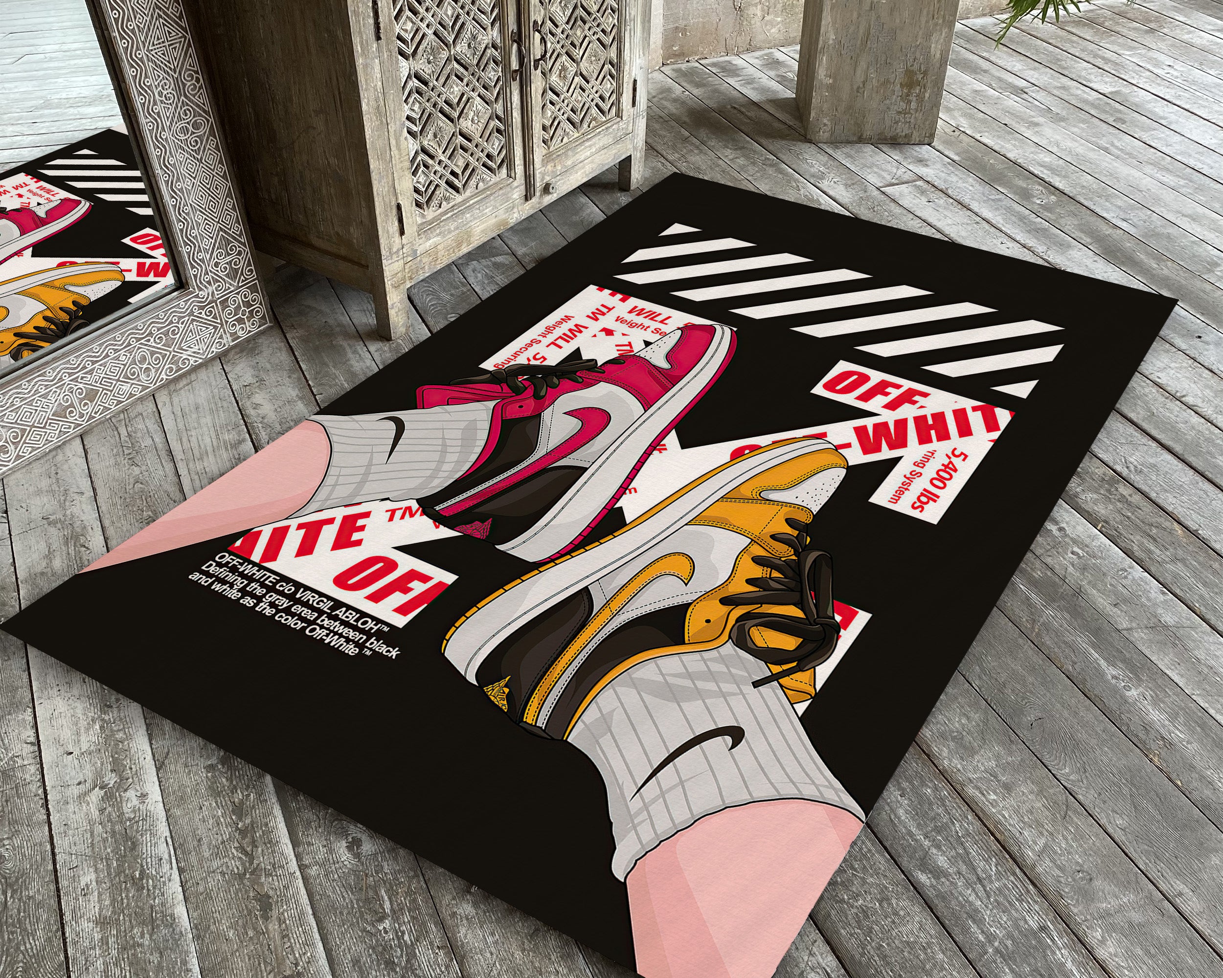 Off White Sneaker Rug, Air Jordan Carpet, Nike Symbol Rug, Sneakerhead ...