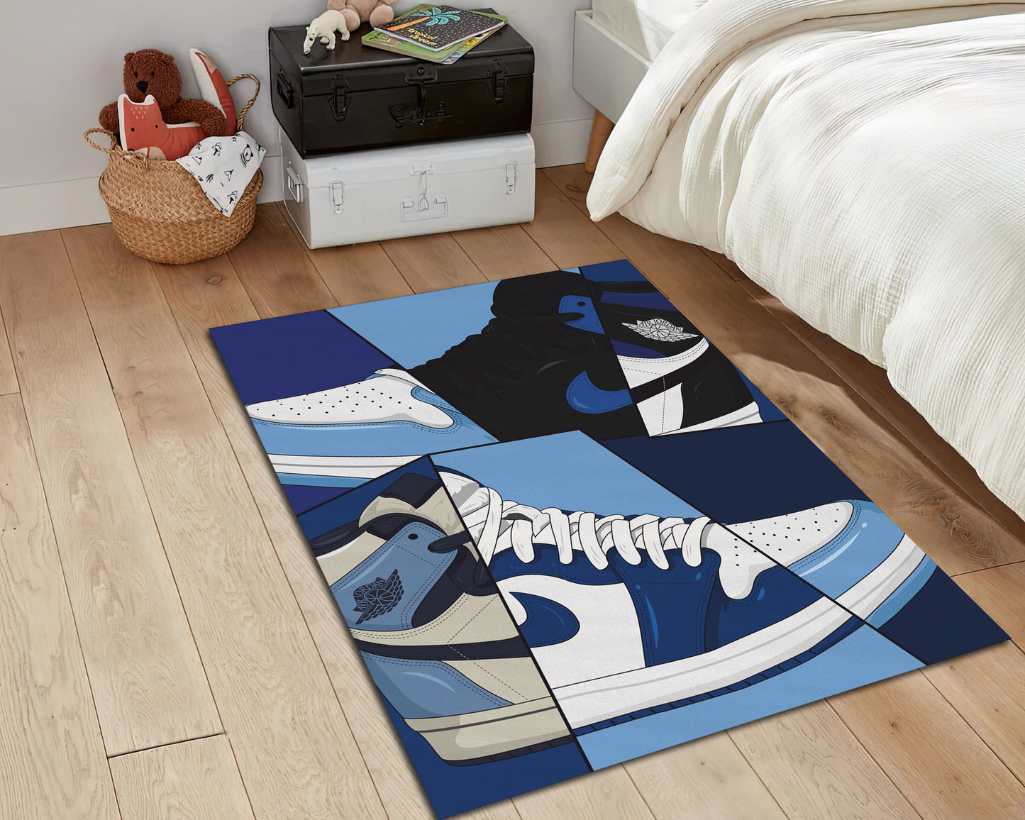 Blue Jordan Rug, Air Jordan Carpet, Nike Decor, Sneaker Room Mat, Sneakerhead Rug, Jordan Gift