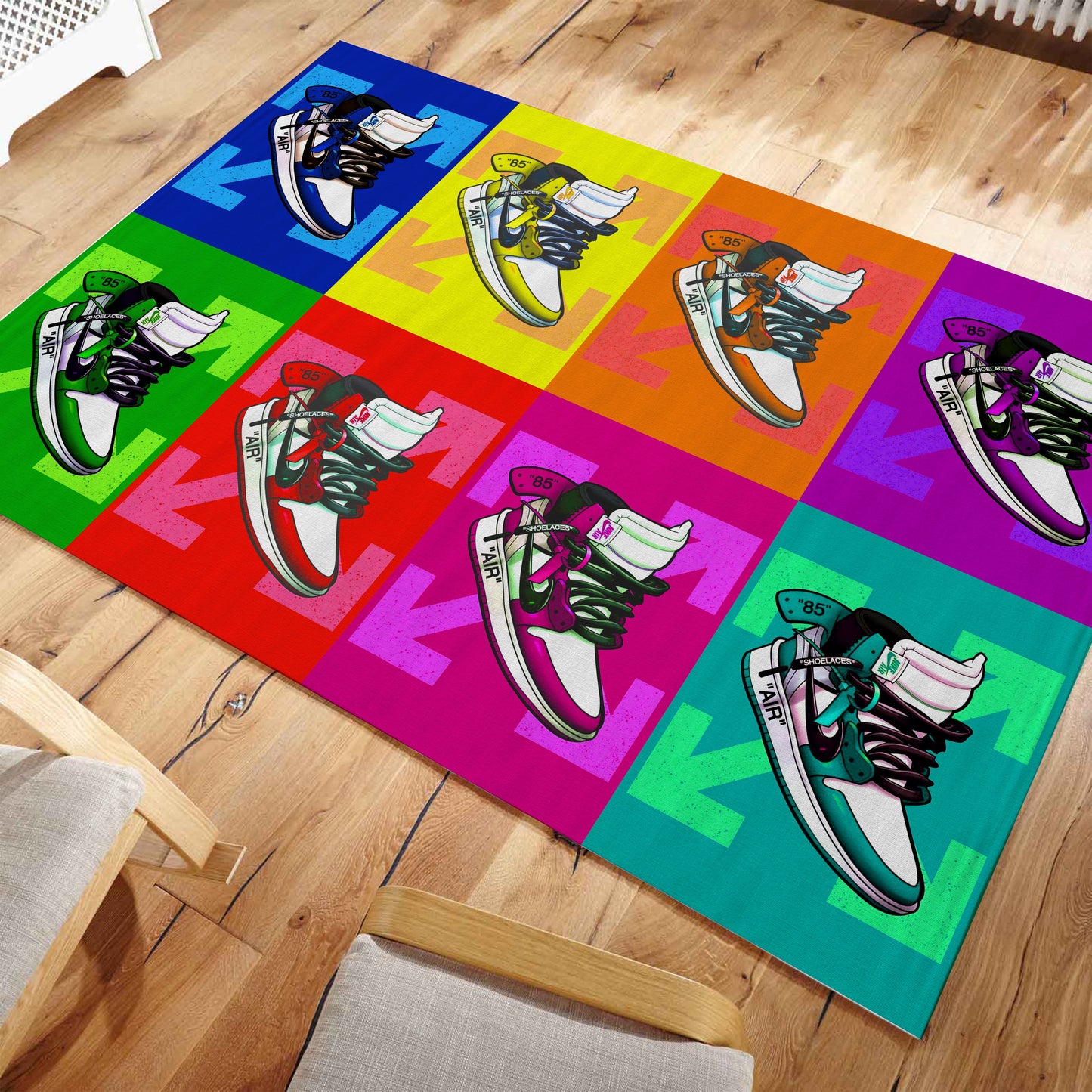 Colorful Sneaker Rug, Air Jordan Mat, Off White Rug, Hypebeast Carpet, Street Fashion Design, Christmas Gift