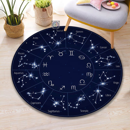 Zodiac Symbols Stars Rug, Astronomy Carpet, Space Mat, Gemini, Cancer, Aries, Pisces, Aquarius, Capricorn, Scorpio
