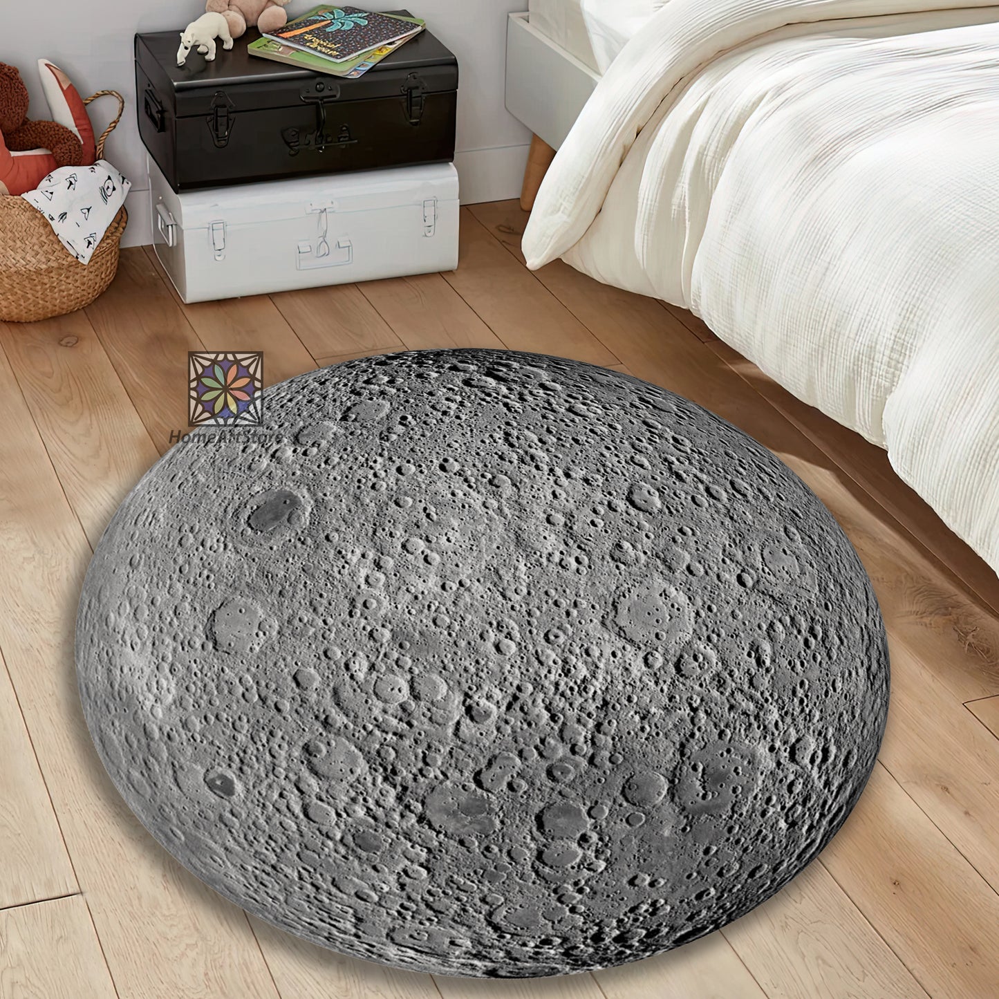 Vintage Moon Rug, 3D Space Carpet, Living Room Decor, Galaxy Mat, Planet Rug