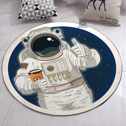 Astronaut Themed Rug, Nasa Round Mat, Space Room Decor, Galaxy Planet Rug, Kids Room Carpet