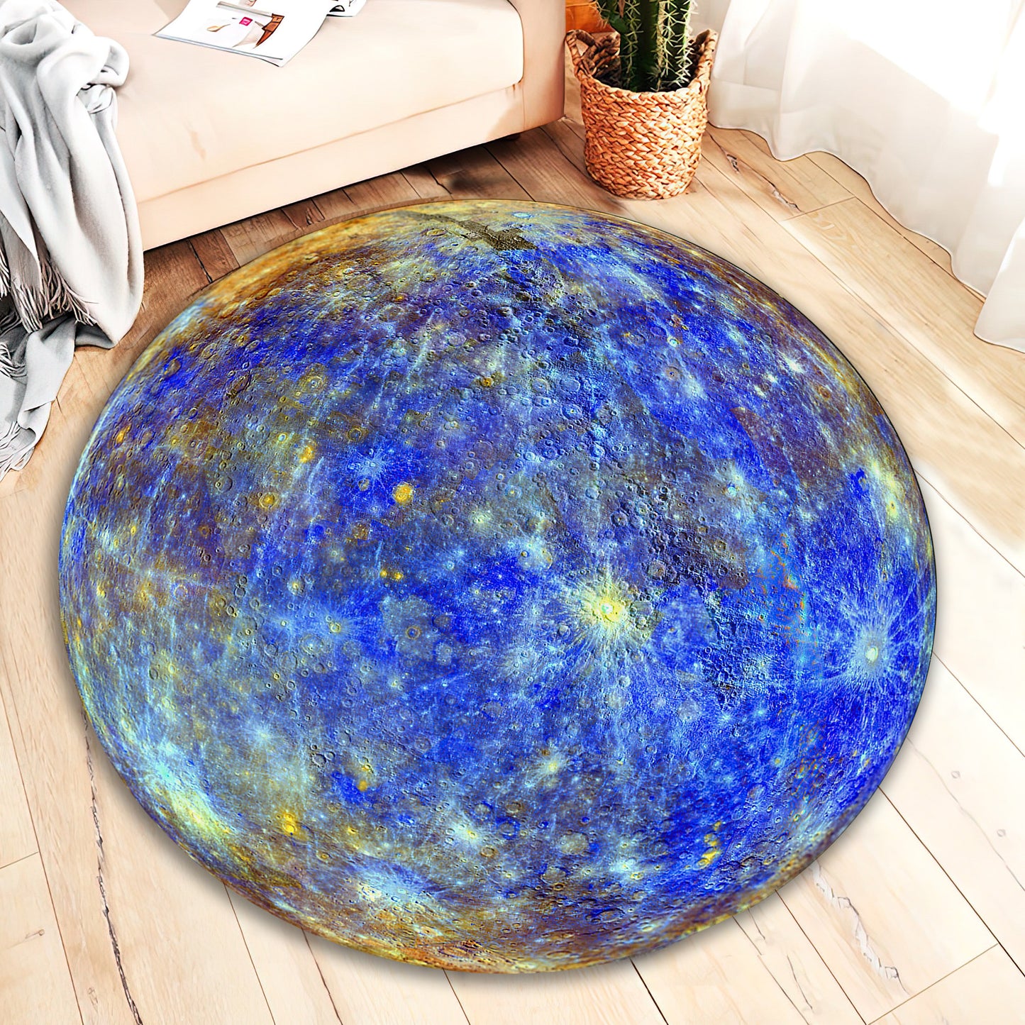 Full Moon Rug, Space Carpet, Galaxy Mat, Planet Decor, Kids Room Rug, 3D Moon Rug