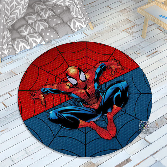 Spider Man Rug, Marvel Round Mat, Kids Room Carpet, Super Hero Decor, Marvel Character Rug