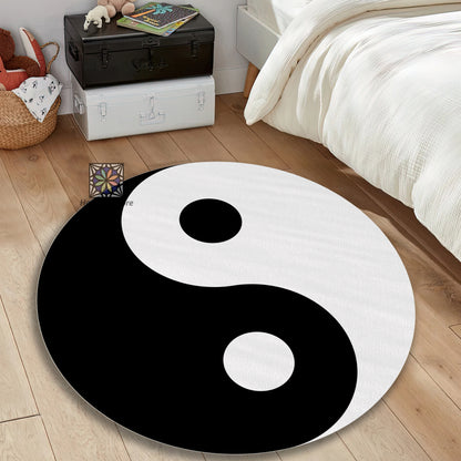 Yin Yang Symbol Rug, Black and White Sport Decor, Meditation Round Carpet, Yoga Mat, Home Decor