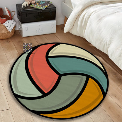 Volleyball Ball Rug, Sport Round Mat, Play Room Carpet, Nursery Round Rug