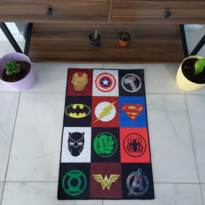 Superhero logo rug, Marvel Carpet, Children's Room Decor, Avengers Mat