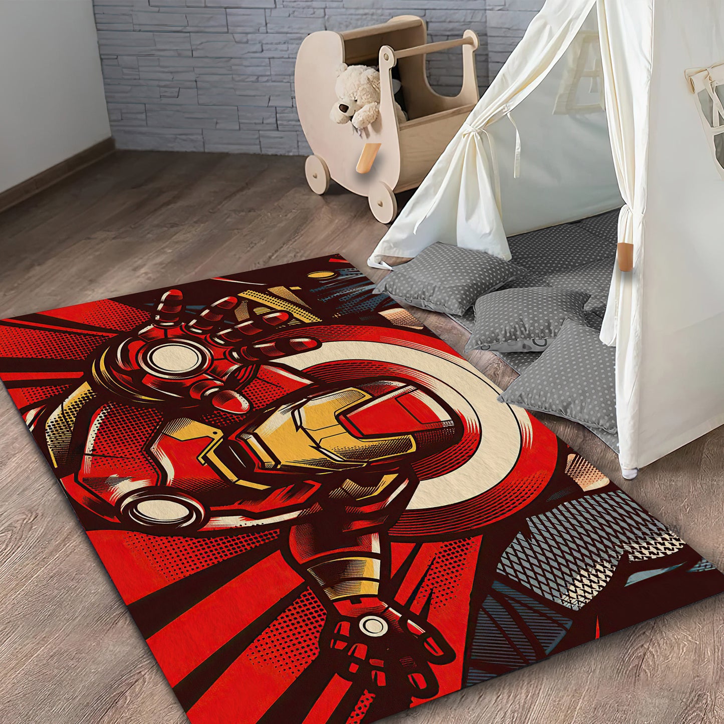 Iron Man Rug, Vintage Marvel Carpet, Children Room Mat, Avengers Mat, Super Hero Decor
