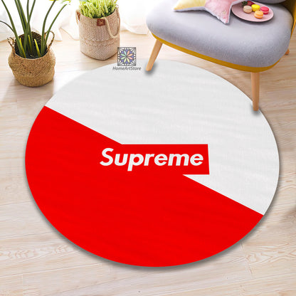 Supreme Logo Rug, Supreme Box Carpet, Brand Round Mat, Sneakerhead Decor, Modern Carpet