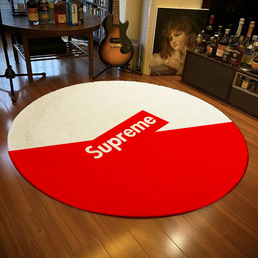 Supreme Logo Rug, Supreme Box Carpet, Brand Round Mat, Sneakerhead Decor, Modern Carpet