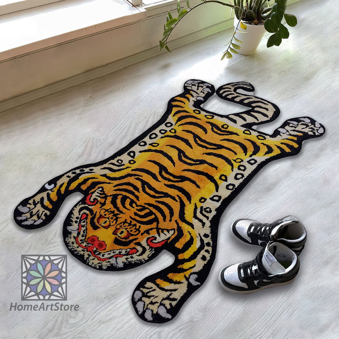 Tibetan Tiger Carpet - Traditional Art for Decorative Home Decoration