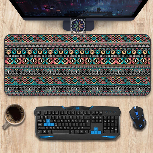 Aztec Themed Desk Mat, Colorful Tribal Mouse Mat, Ethnic Mousepad, Rustic Decor, Geometric Accessories Office Decor Mat