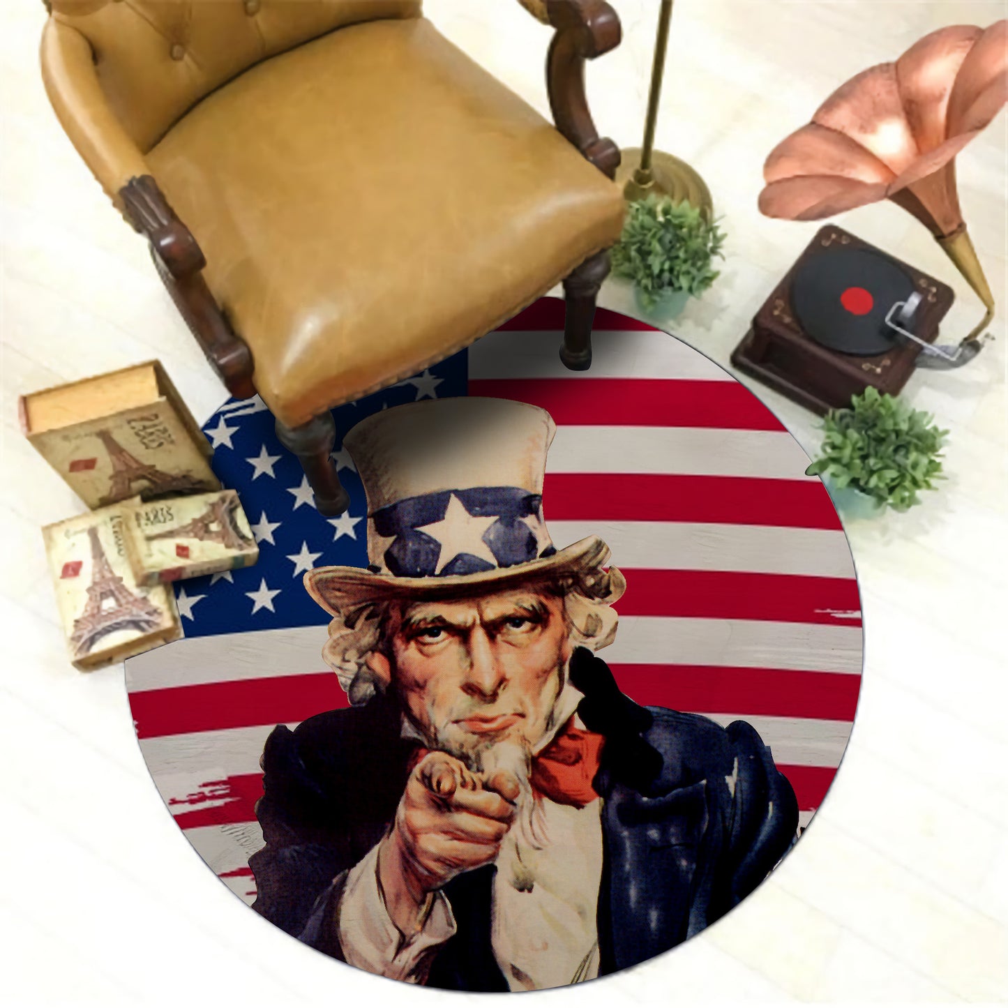 Uncle Sam Themed Rug, Symbol of American Patriotism Carpet, American Flag Decor, Liberty Carpet, Gift for Patriot