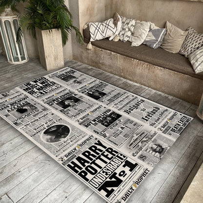 Harry Potter Daily Prophet Rug, Vintage Harry Potter Newspaper Carpet, Movie Room Decor, Fantastic Movie Mat