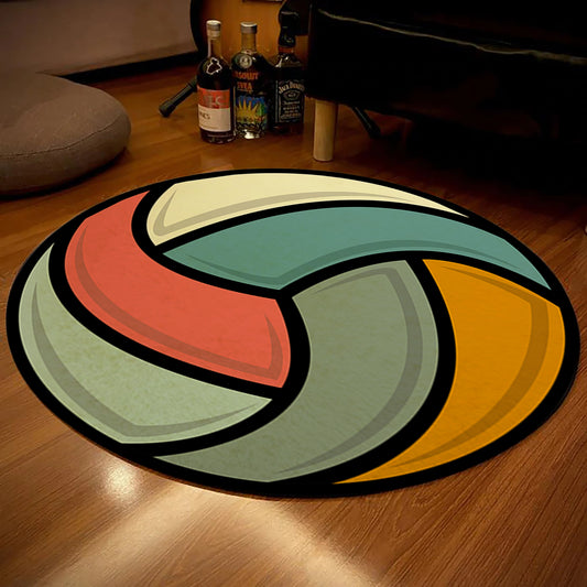 Volleyball Ball Rug, Play Room Carpet, Sport Round Mat, Teenage Room Decor, Gift for Volleyballer